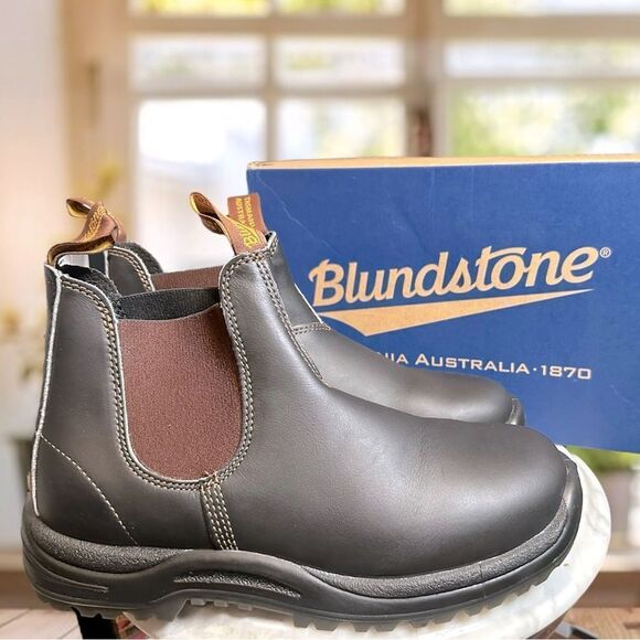 BLUNDSTONE 172 Leather Safety Work Chelsea Boot Stout Brown AUS 10.5 US Men 11.5 - Picture 13 of 16